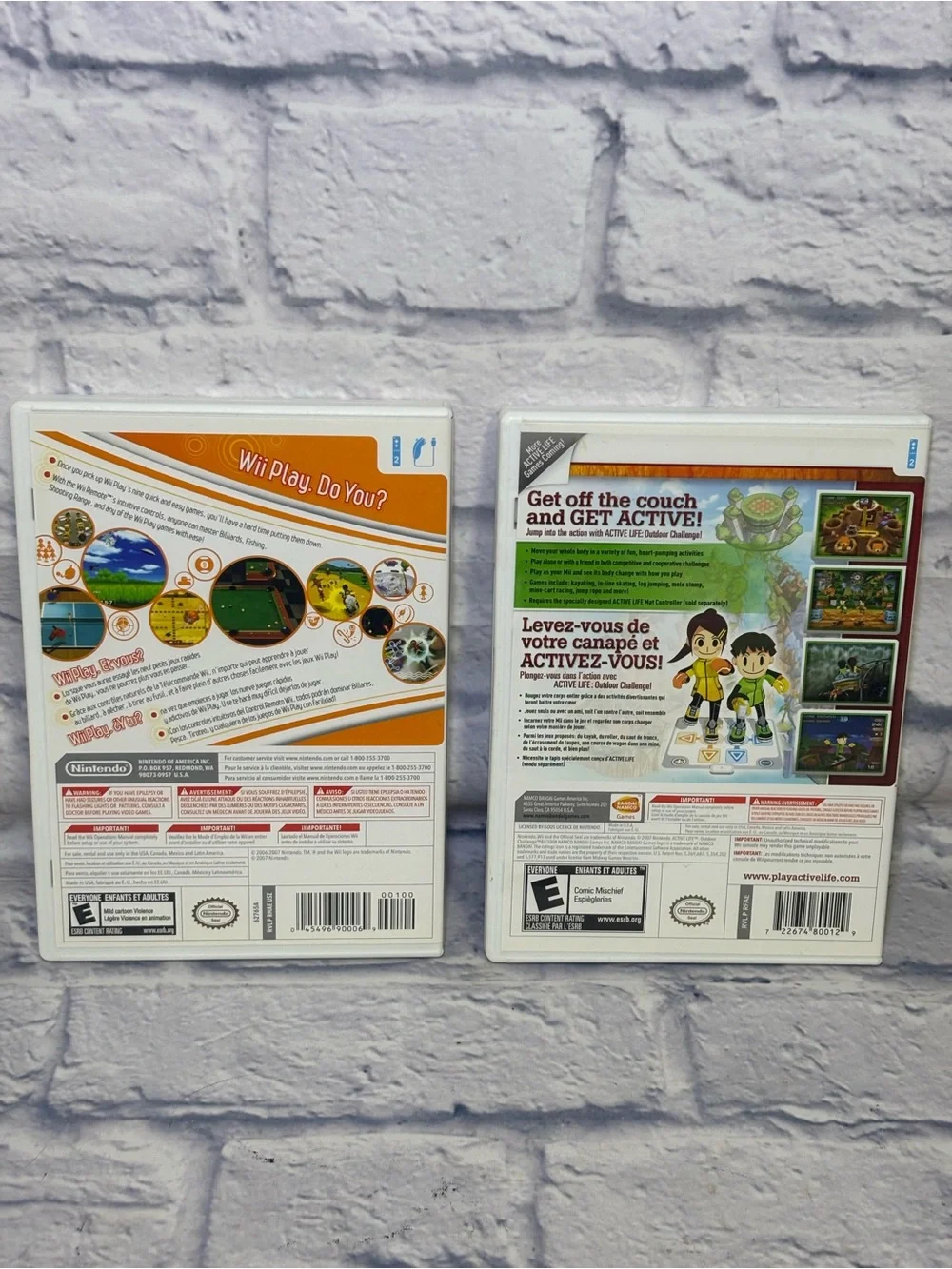 Lot Of 2 Nintendo Wii Active Life Outdoor Challenge & Wii Play With Manual Case